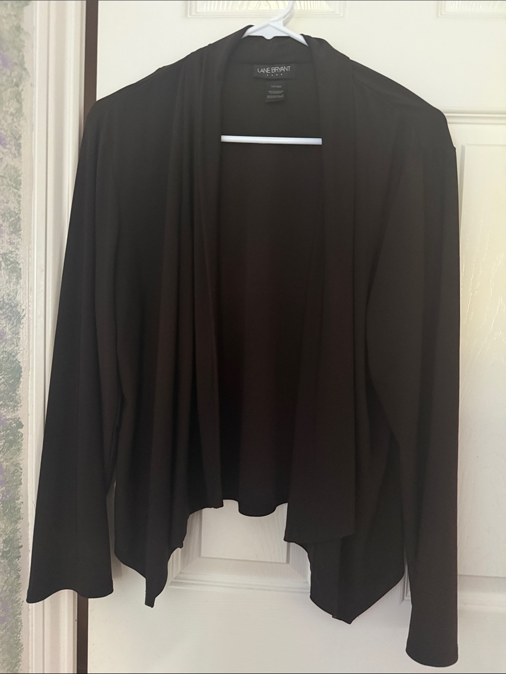 Lane Bryant Black Draped Open-Front Cardigan